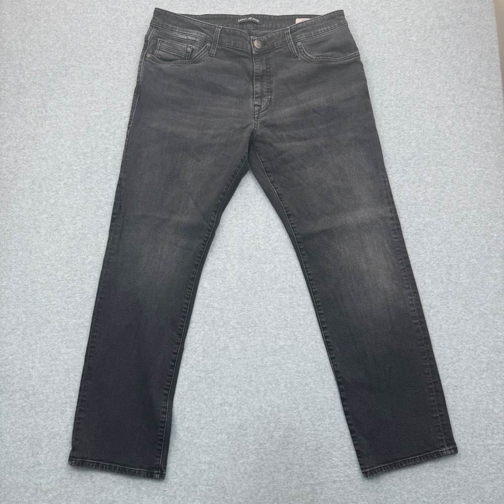 Mavi Jeans Zach Straight Leg Mens 33 Charcoal Gray Casual Faded Stretch Denim